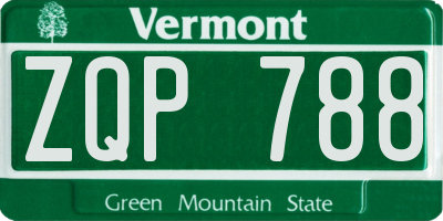VT license plate ZQP788