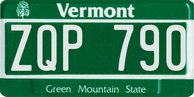 VT license plate ZQP790
