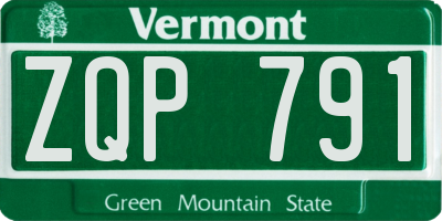VT license plate ZQP791