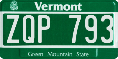 VT license plate ZQP793