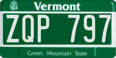 VT license plate ZQP797