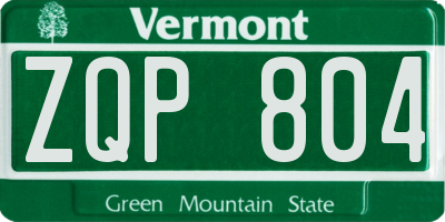 VT license plate ZQP804