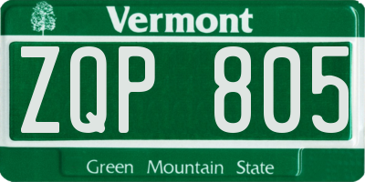 VT license plate ZQP805