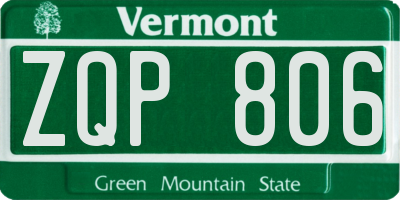 VT license plate ZQP806