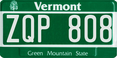 VT license plate ZQP808