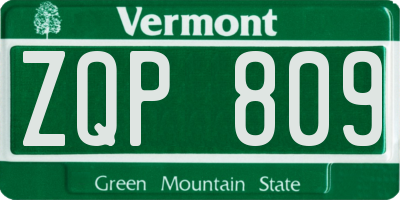 VT license plate ZQP809