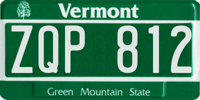 VT license plate ZQP812