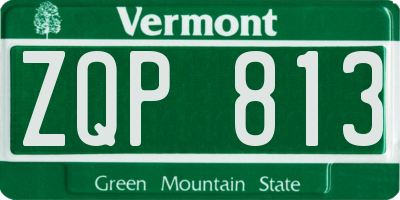 VT license plate ZQP813