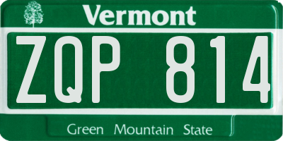VT license plate ZQP814