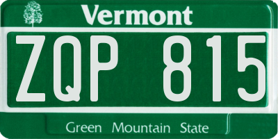 VT license plate ZQP815