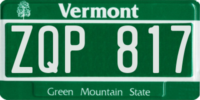 VT license plate ZQP817
