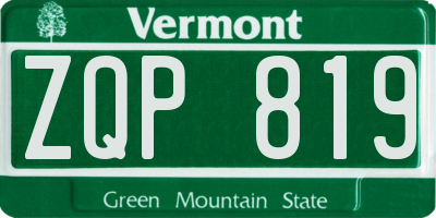VT license plate ZQP819
