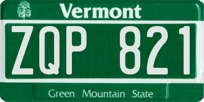 VT license plate ZQP821
