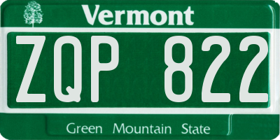 VT license plate ZQP822
