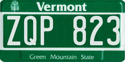 VT license plate ZQP823