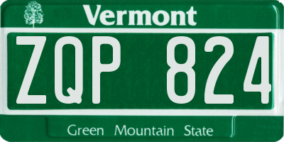 VT license plate ZQP824