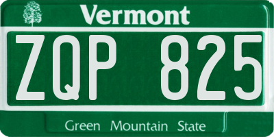 VT license plate ZQP825