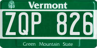 VT license plate ZQP826
