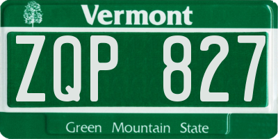 VT license plate ZQP827