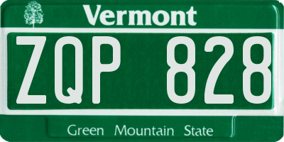 VT license plate ZQP828