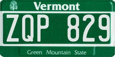 VT license plate ZQP829