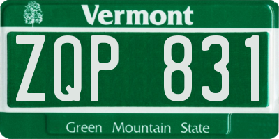 VT license plate ZQP831