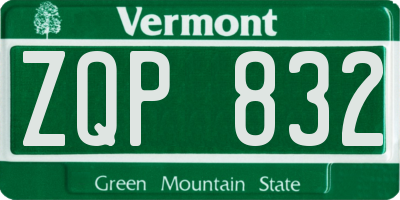 VT license plate ZQP832