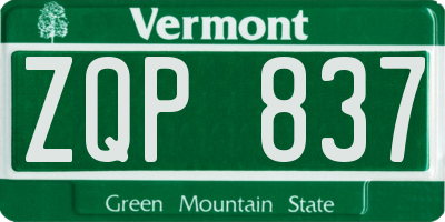 VT license plate ZQP837