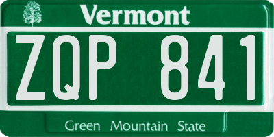 VT license plate ZQP841