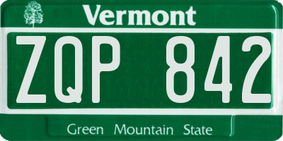 VT license plate ZQP842