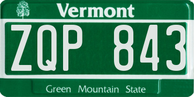 VT license plate ZQP843