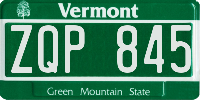 VT license plate ZQP845