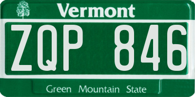 VT license plate ZQP846