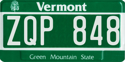 VT license plate ZQP848