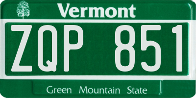 VT license plate ZQP851