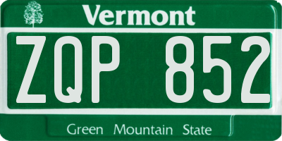 VT license plate ZQP852