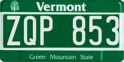 VT license plate ZQP853