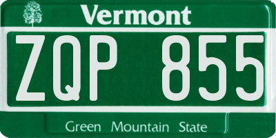 VT license plate ZQP855