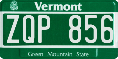 VT license plate ZQP856
