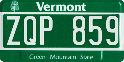VT license plate ZQP859