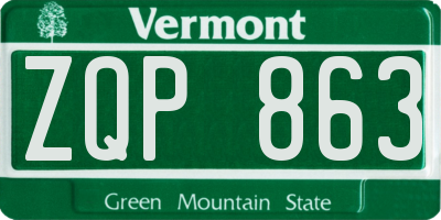 VT license plate ZQP863