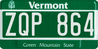 VT license plate ZQP864
