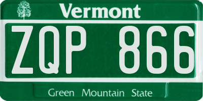 VT license plate ZQP866