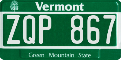 VT license plate ZQP867