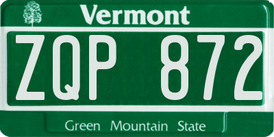 VT license plate ZQP872
