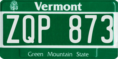 VT license plate ZQP873
