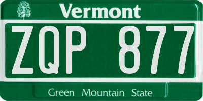 VT license plate ZQP877