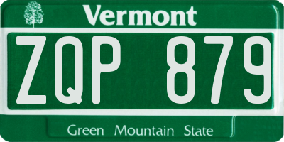 VT license plate ZQP879