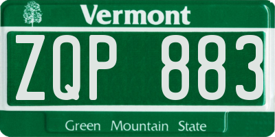 VT license plate ZQP883
