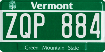 VT license plate ZQP884